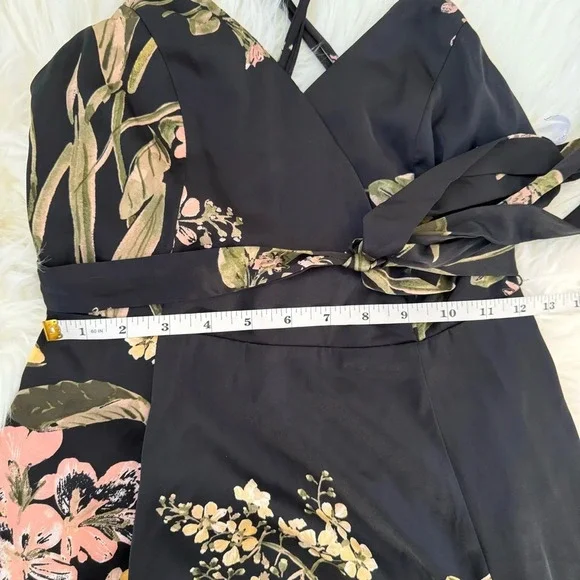 Lulus Still The One Black Floral Print Satin Maxi Dress Small - Picture 5 of 10